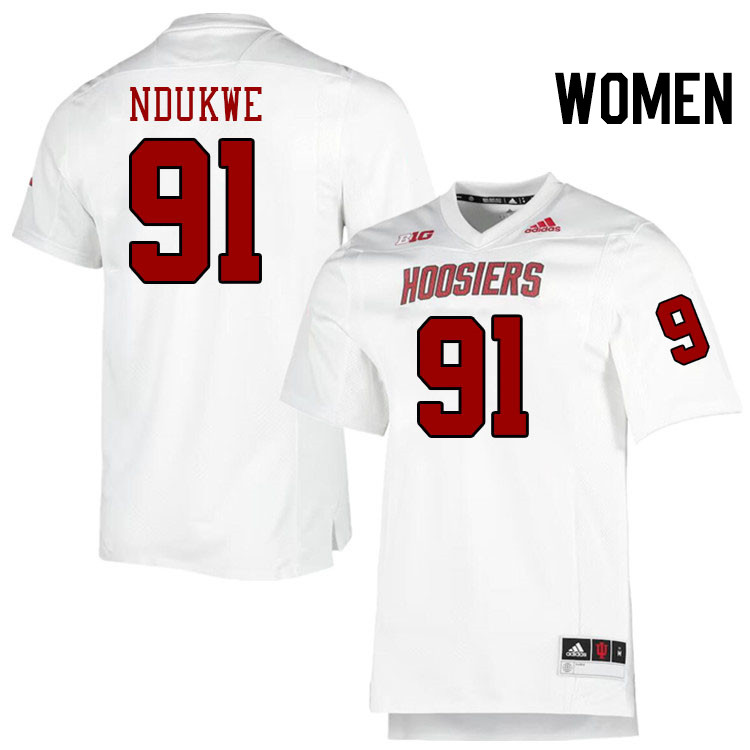 Women #91 Daniel Ndukwe Indiana Hoosiers College Football Jerseys Stitched-Retro White